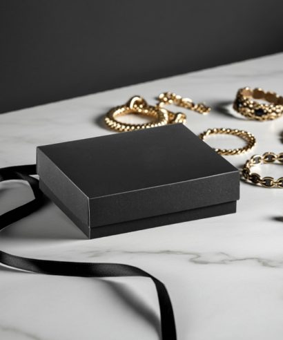 Χάρτινο κουτί μπιζού Μαύρο με Matt πλαστικοποίηση – Ιδανικό για συσκευασία κοσμημάτων, δαχτυλιδιών & βραχιολιών