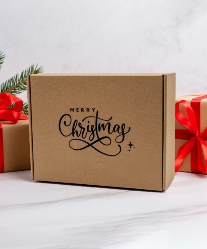 Κουτί Courier Merry Christmas - Χριστουγεννιάτικη Συσκευασία με διακόσμηση